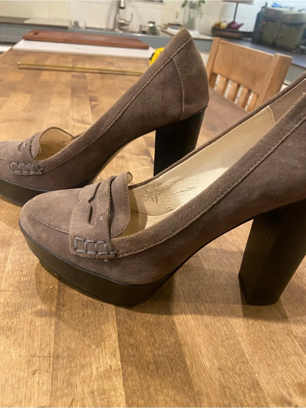 Classic Women's Suede Loafer Pumps in Taupe